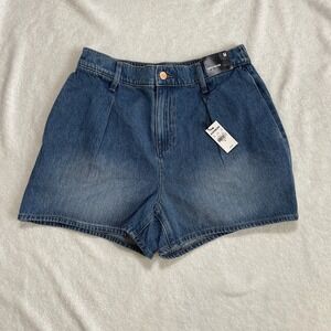 Express Super High Rise Waisted‎ Medium Wash Denim Shorts Women's Size Medium